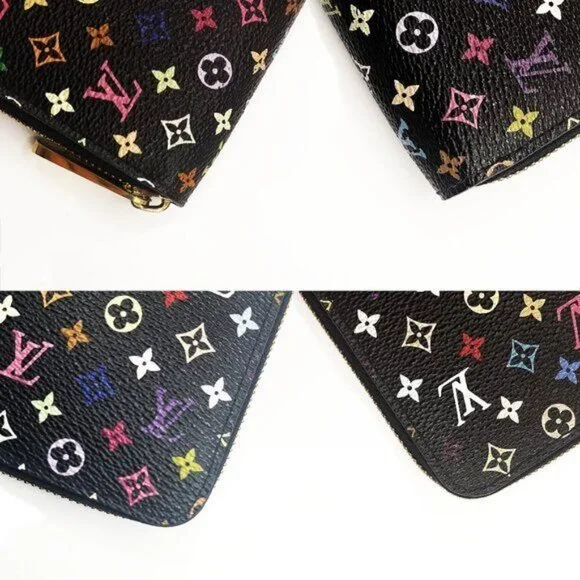 Authentic Louis Vuitton Monogram Multicolor Zippy Wallet Black Pink - Picture 5 of 10